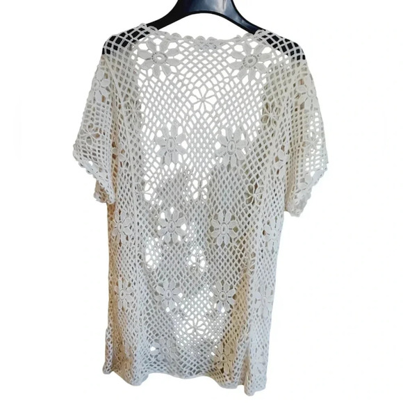 Ivory Boho Floral Crochet Cardigan - Picture 3 of 5
